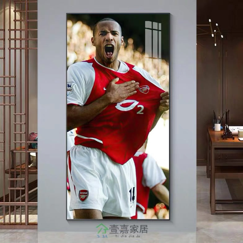 Thierry Henry Arsenal - Vertical 1:2 WallArt - Crystal Porcelain Painting - Aluminum Frame
