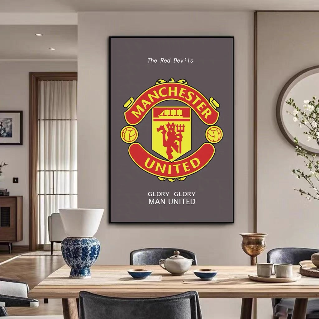 Football Club Crest Wall Art — Manchester United, AC Milan, FC Barcelona, Real Madrid