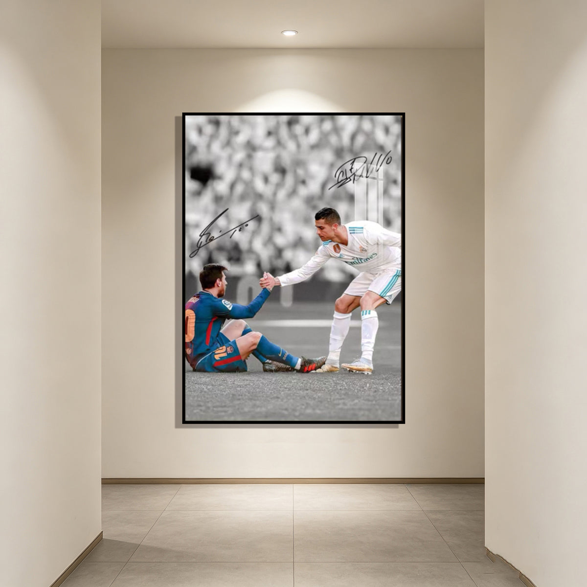 Messi, Ronaldo, Same Frame Art Wall Poster Decoration Star Football