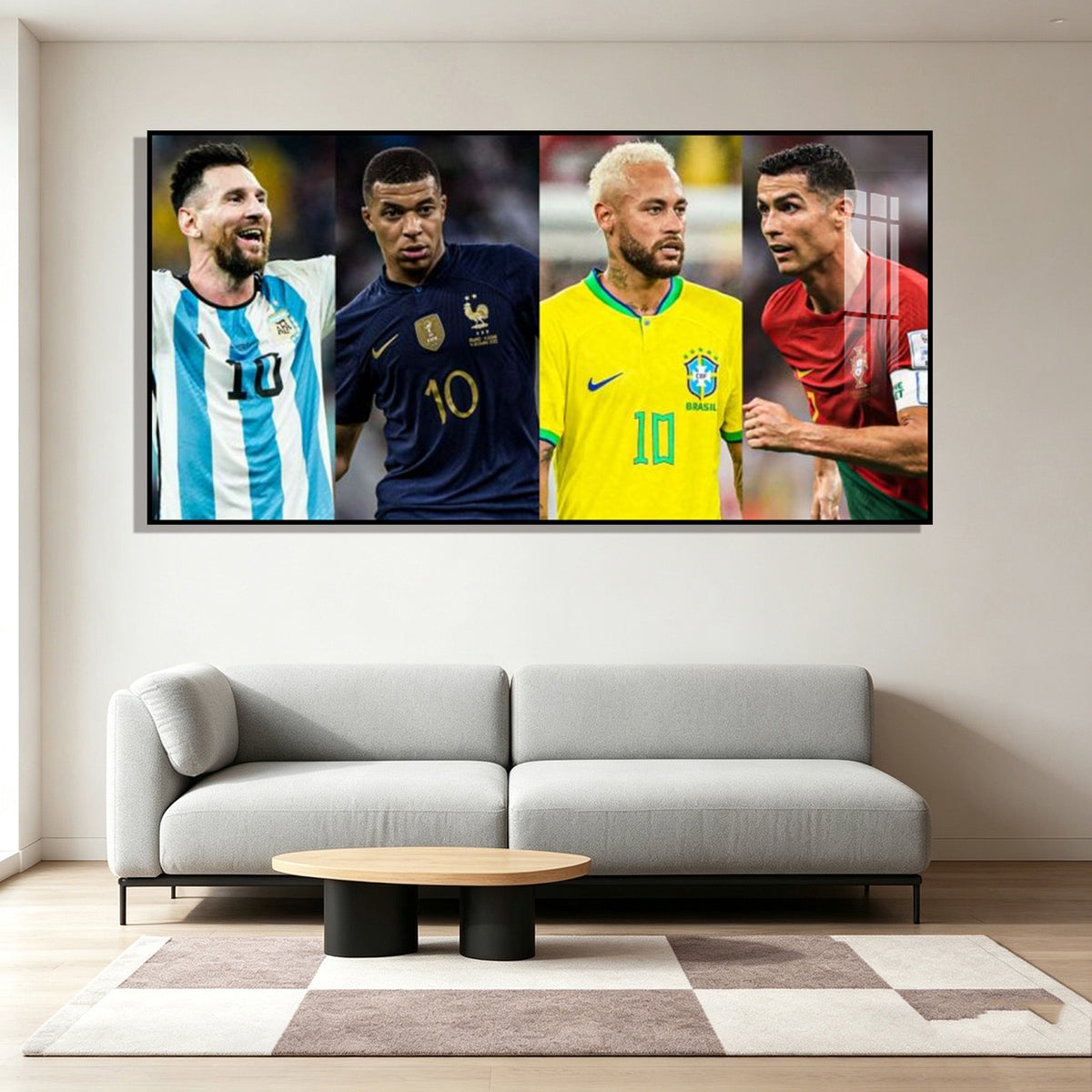 Football star Ronaldo, Messi, Mbappe, Neymar decorative art wall poster