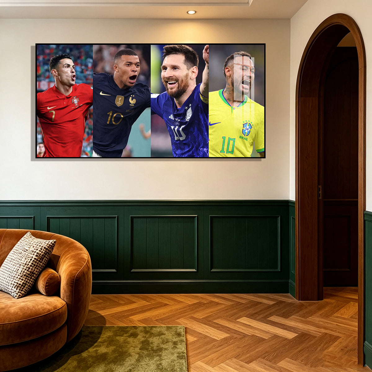Football star Ronaldo, Messi, Mbappe, Neymar decorative art wall poster