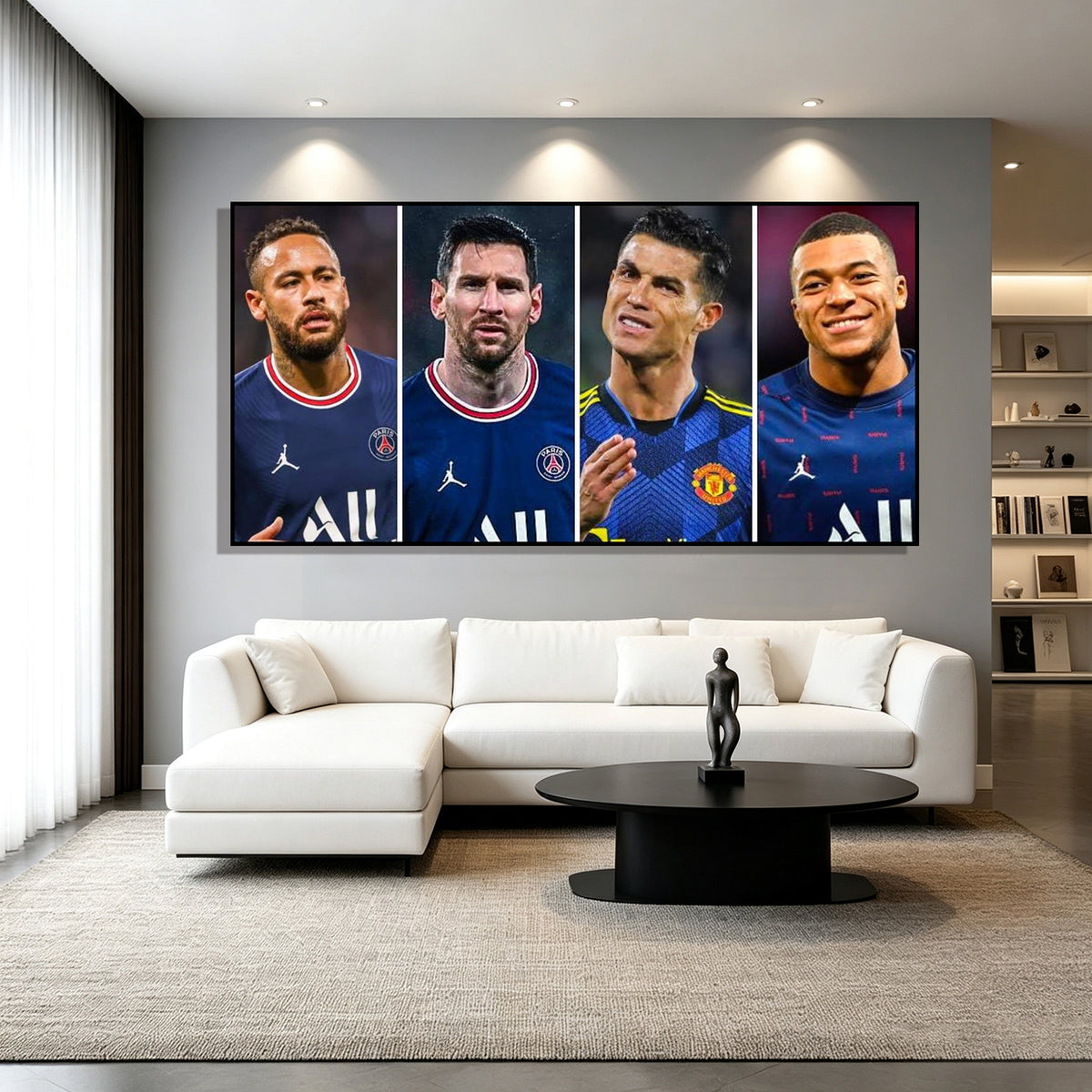 Football star Ronaldo, Messi, Mbappe, Neymar decorative art wall poster
