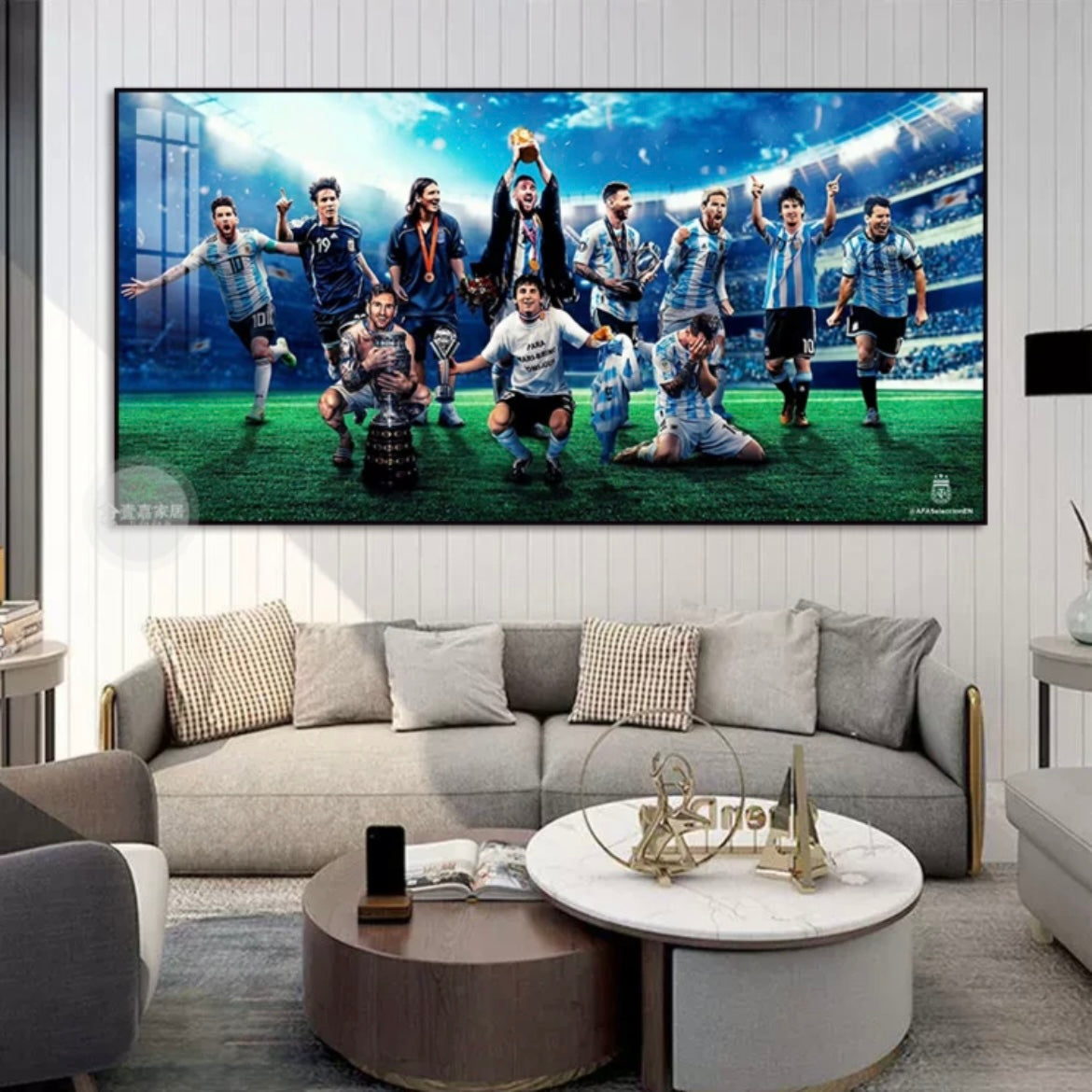 Argentina World Cup Champions Family Photo Messi 2022 Qatar Victory Football Wall Art Home Decor