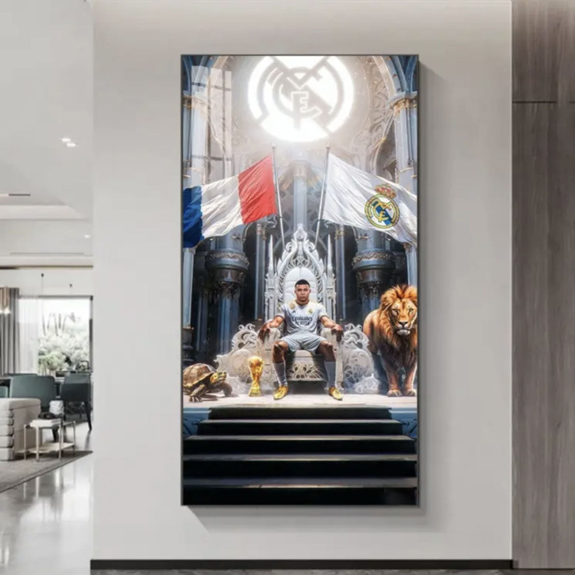 Kylian Mbappé - Vertical 1:2 WallArt - Crystal Porcelain Painting - Aluminum Frame