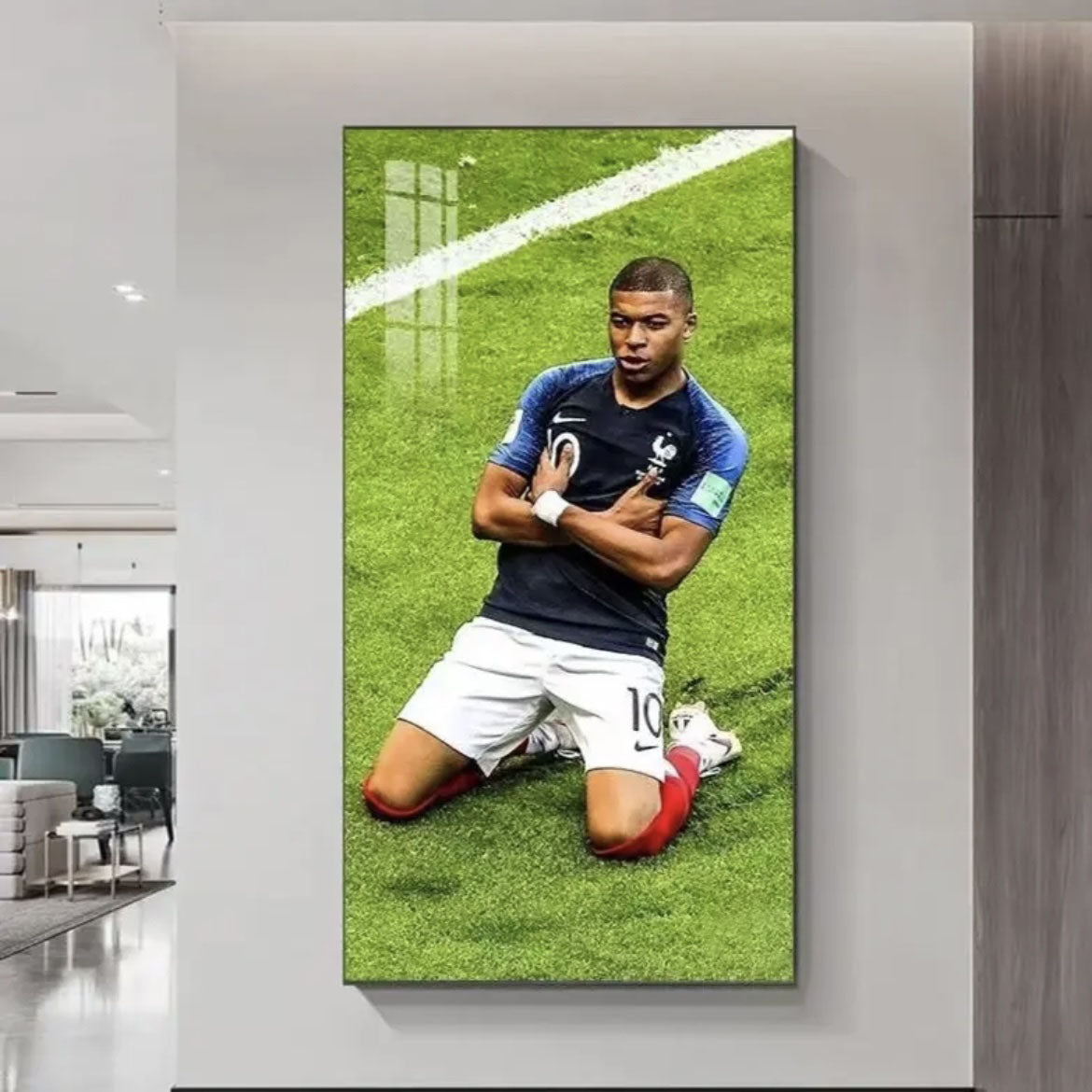 Kylian Mbappé - Vertical 1:2 WallArt - Crystal Porcelain Painting - Aluminum Frame