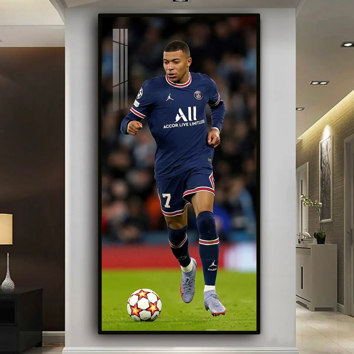 Kylian Mbappé - Vertical 1:2 WallArt - Crystal Porcelain Painting - Aluminum Frame