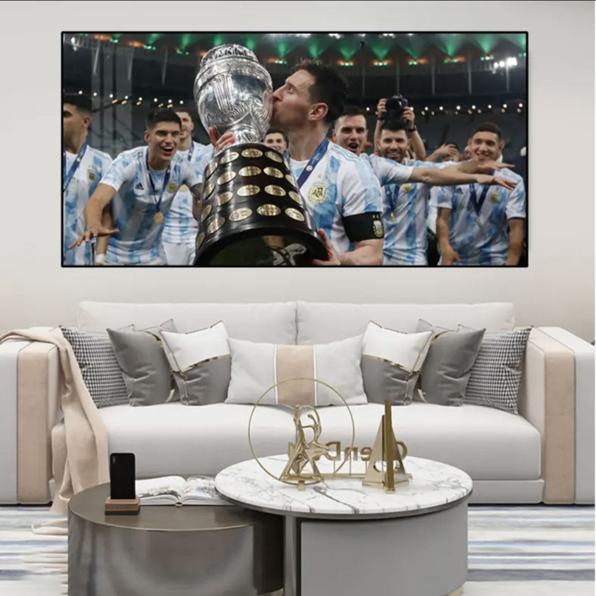 Lionel Messi Barcelona Jersey Celebration Football Wall Art Living Room Bedroom Sports Club Decor