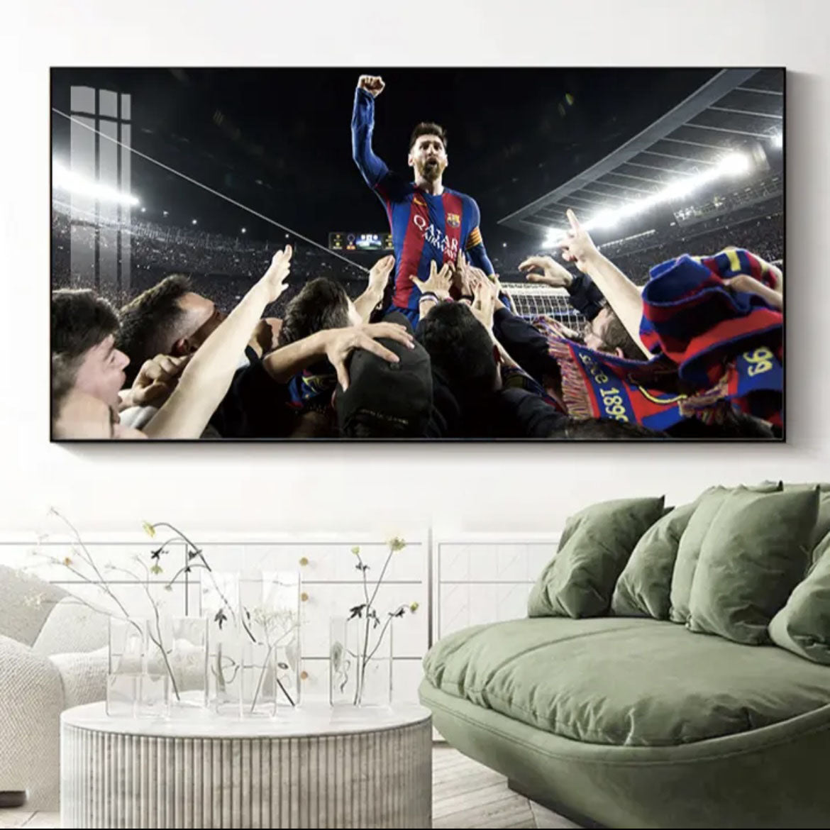 Lionel Messi Barcelona Jersey Celebration Football Wall Art Living Room Bedroom Sports Club Decor