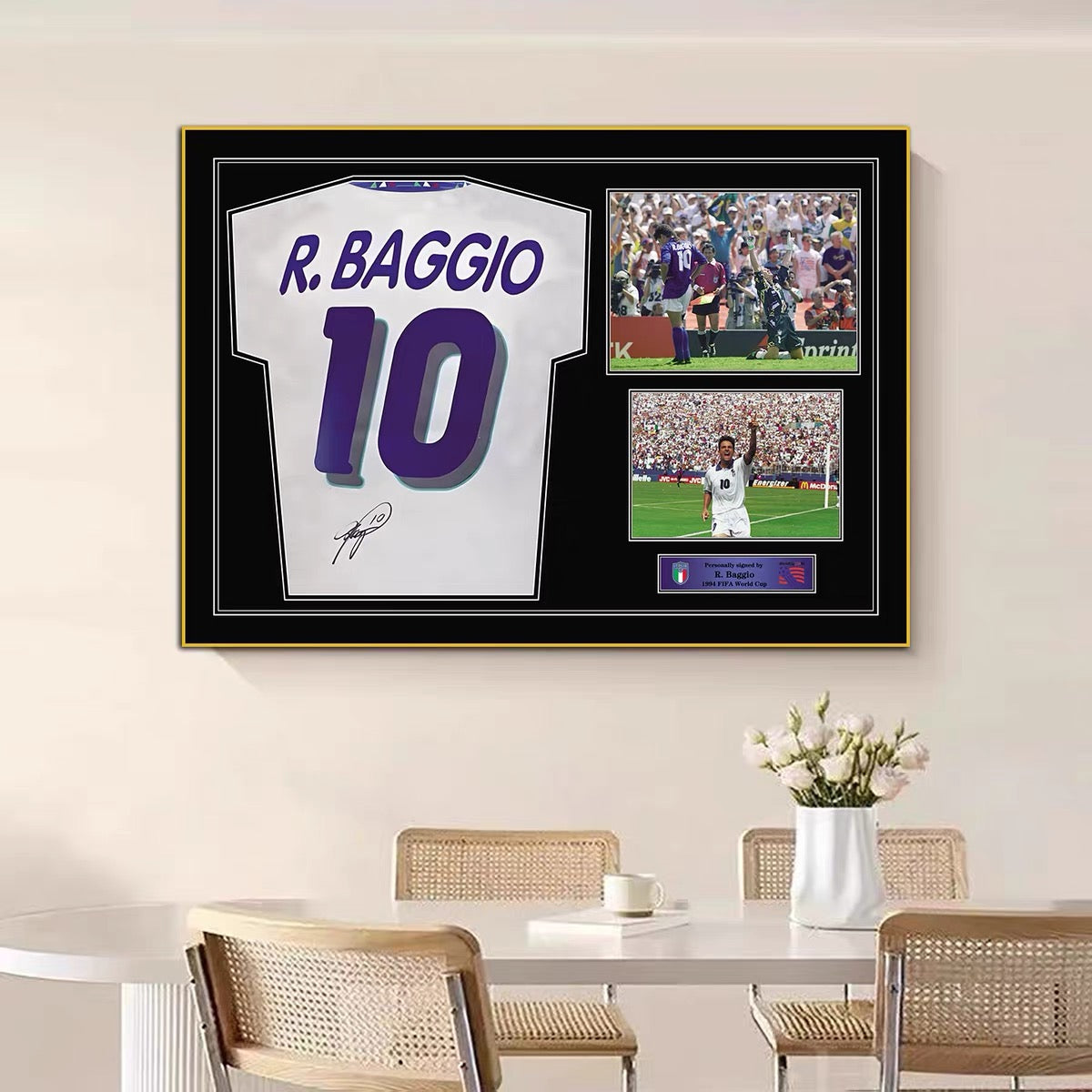 Roberto Baggio Football Wall Art – Italian Soccer Legend Poster for Living Room
