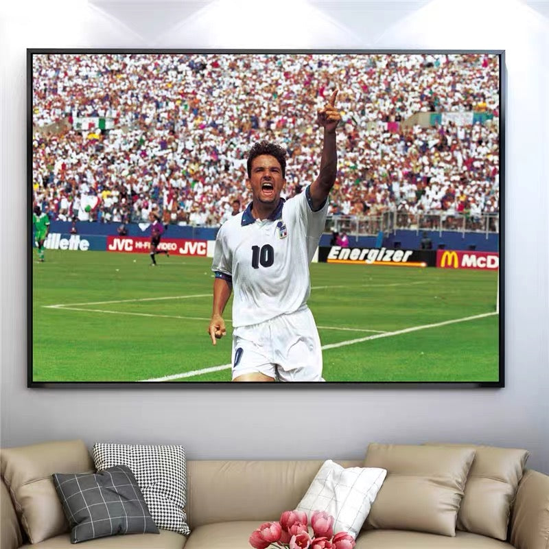 Roberto Baggio Football Wall Art – Italian Soccer Legend Poster for Living Room
