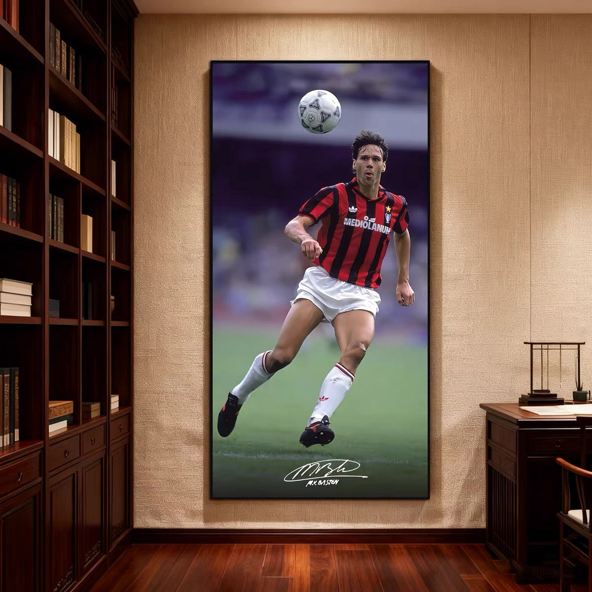Marco Van Basten Vertical 1:2 WallArt - Crystal Porcelain Painting - Aluminum Frame