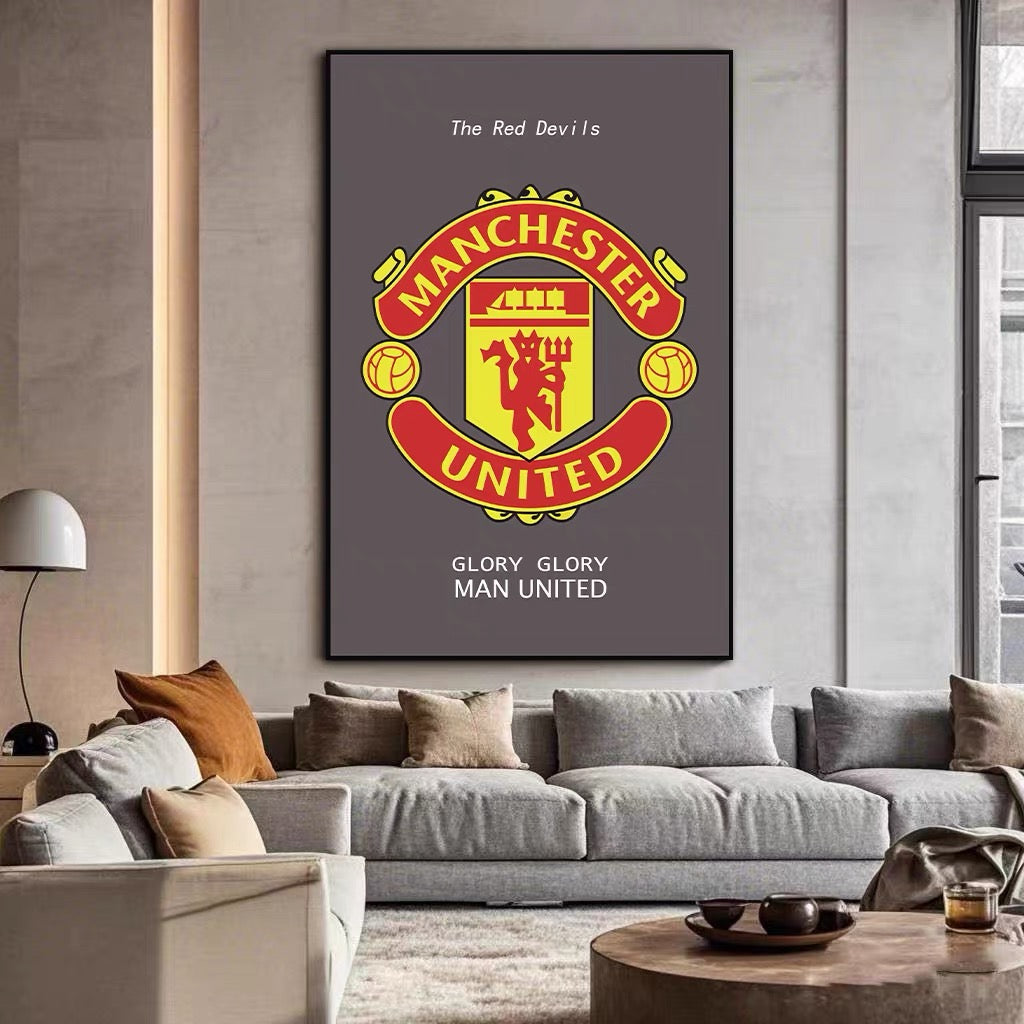 Football Club Crest Wall Art — Manchester United, AC Milan, FC Barcelona, Real Madrid