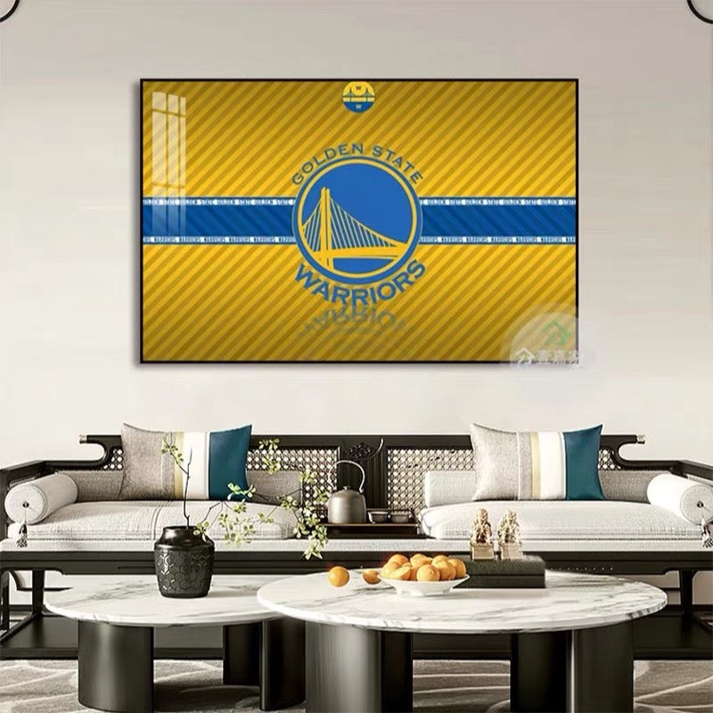 Lakers Warriors Bulls Rockets Cavaliers Heat Clippers Basketball Team Logo Wall Art Living Room Background Decor