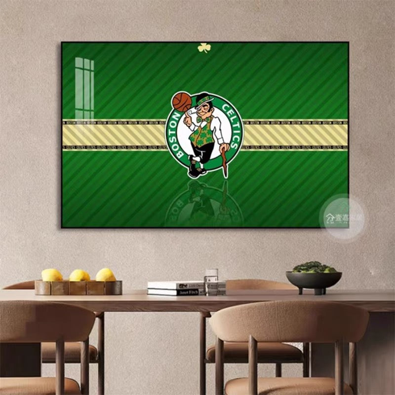 Lakers Warriors Bulls Rockets Cavaliers Heat Clippers Basketball Team Logo Wall Art Living Room Background Decor
