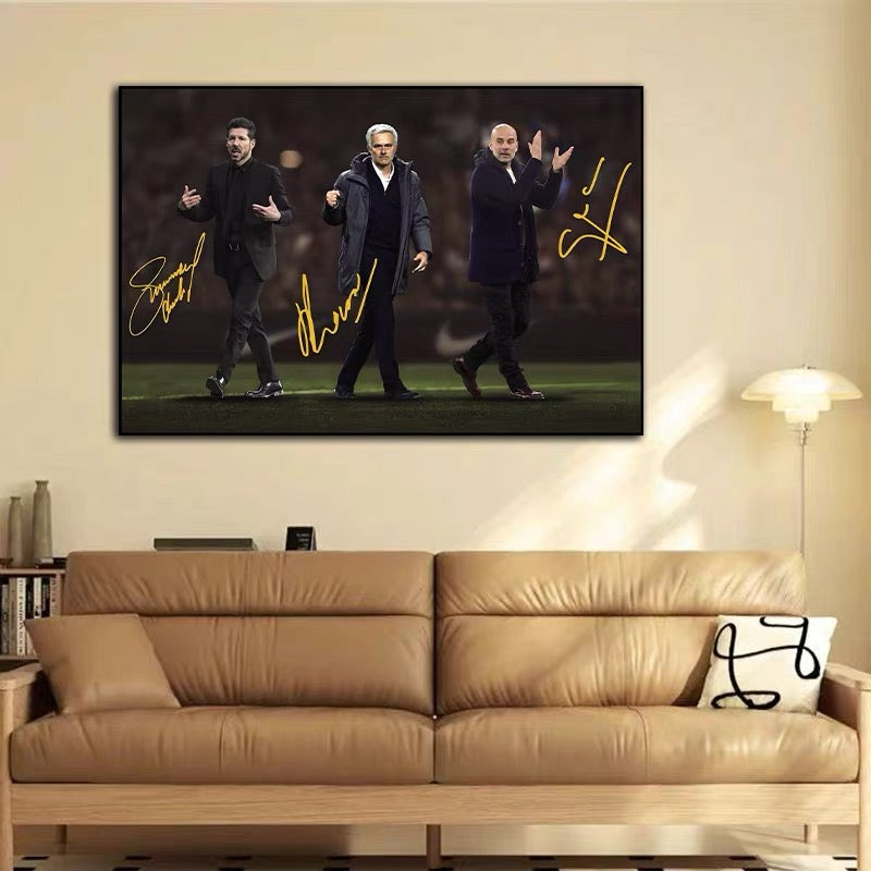 José Mourinho · Pep Guardiola · Diego Simeone Football Coach Poster – Iconic Club Wall Art