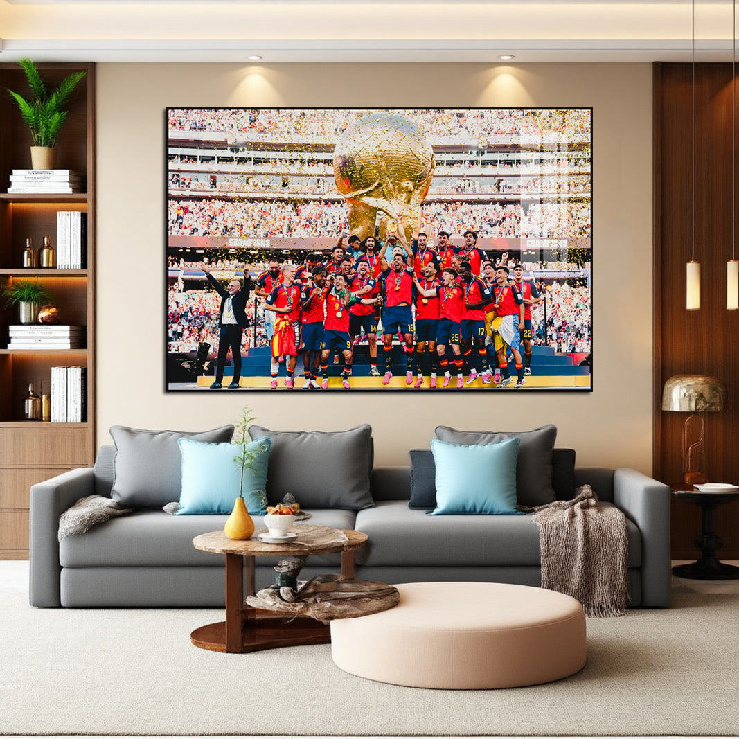 Yamalo Rodri Spain's championship poster hanging