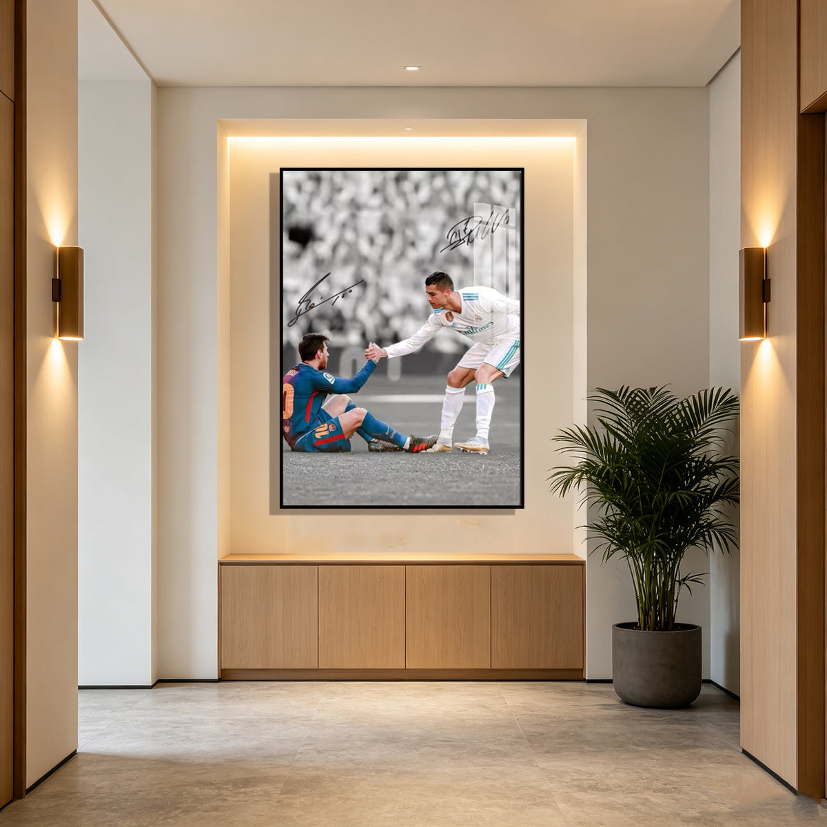 Messi, Ronaldo, Same Frame Art Wall Poster Decoration Star Football
