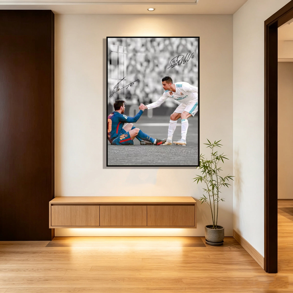 Messi, Ronaldo, Same Frame Art Wall Poster Decoration Star Football